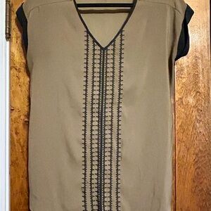 Express Beige and Black Lace Blouse